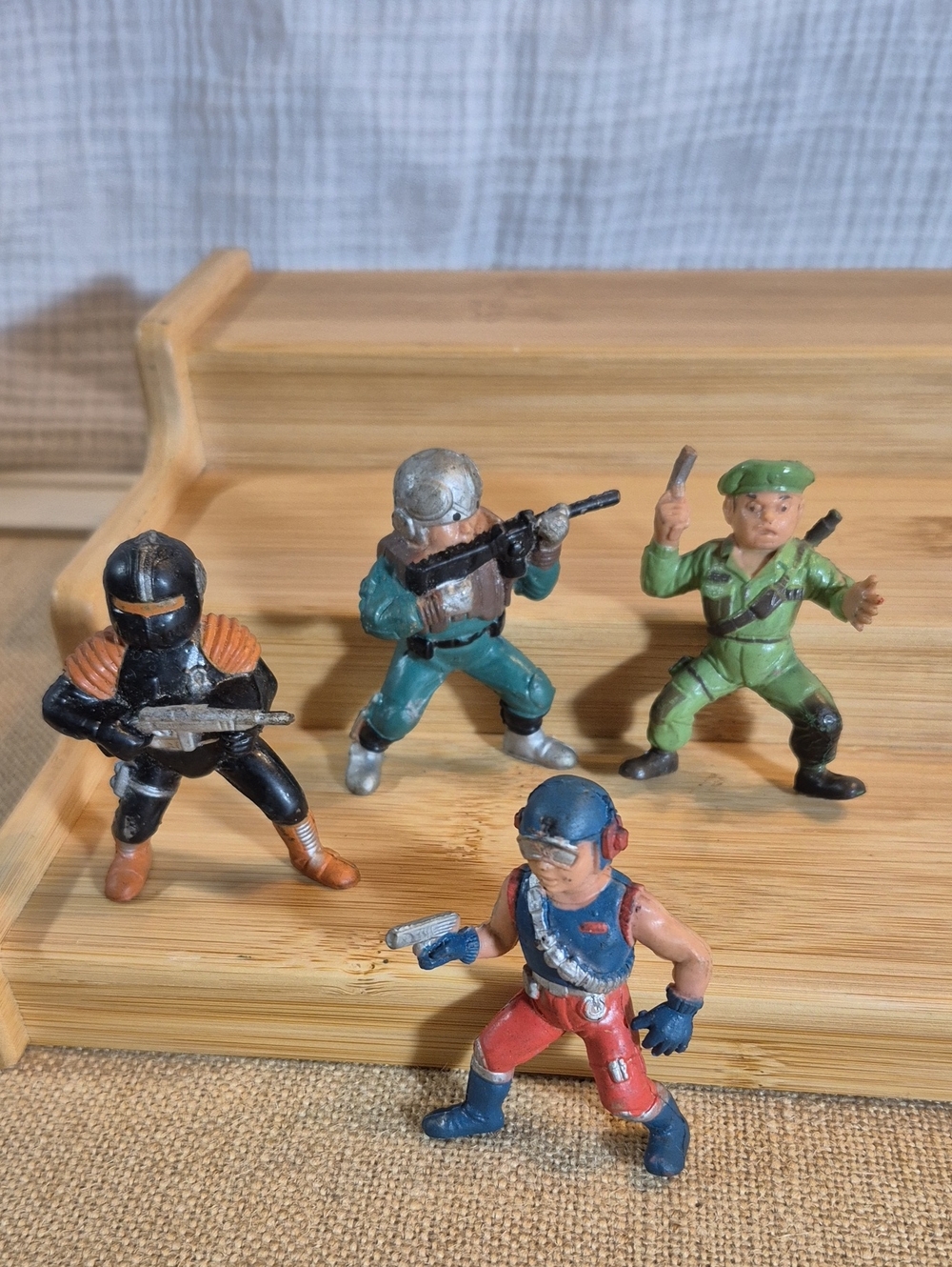 Four Vintage 1987 Soma "Guts and Glory" rubber military action figures